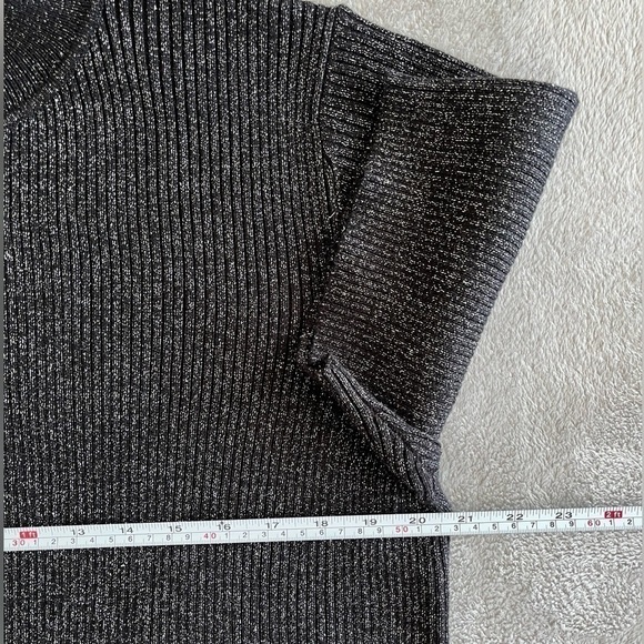 SUSAN Graver Vintage Black Multi Shimmer Mock Neck Short Sleeve Sweater Size 1X - Picture 4 of 6